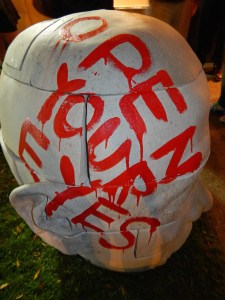 Good advice seeing as I saw a few people trip on a hard-to-see step in front of the giant head