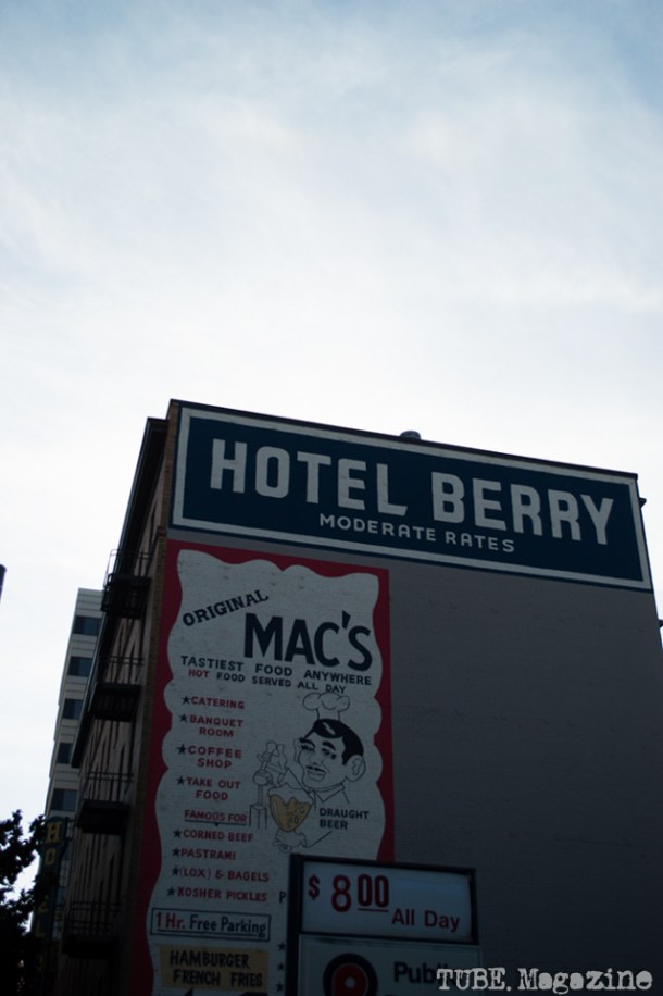 The Hotel Berry, one of a number of old hotels in downtown. Photo M.Hershenow. 2014.