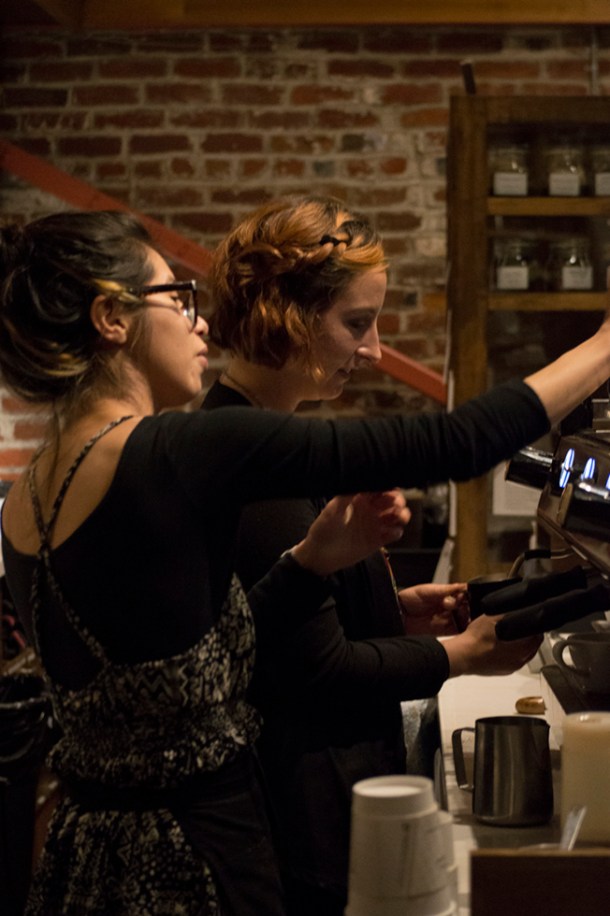 Macaela, with cashier Connie, preparing a customer’s order. Photo M.Hershenow.