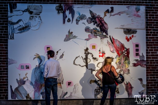 Collaboration between artists Emily Swinsick and Jeff Mayry hanging at Beatnik Studios, Sacramento CA, Photo Sarah Elliott