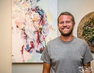 Jeff Mayry in front of his piece. Photo: Sarah Elliott.