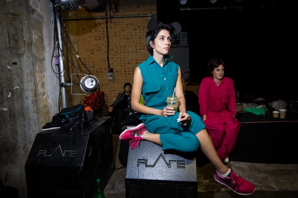 Pussy Riot rehearses ahead of the show they will be performing at Banksy's Dismaland on the 25th of September. Photo: Vianney Le Caer for the Pussy Riot