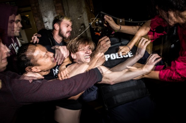 Pussy Riot rehearses ahead of the show they will be performing at Banksy's Dismaland on the 25th of September. London, U.K. Thursday 24th of September 2015 Photo credit: Vianney Le Caer for the Pussy Riot vianney.lecaer@gmail.com Instagram @vlecaer
