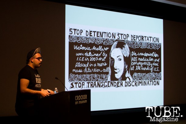 Chucha Marquez speaks on Art Beyond Fear: Art and Activism at The Crocker Art Museum in Sacramento, Ca. November 2015. Photo Alejandro Montaño.